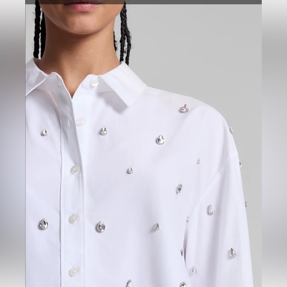 A.L.C. Crystal Mackie Top in White Cotton Button Down- SZ 4 - Picture 4 of 10